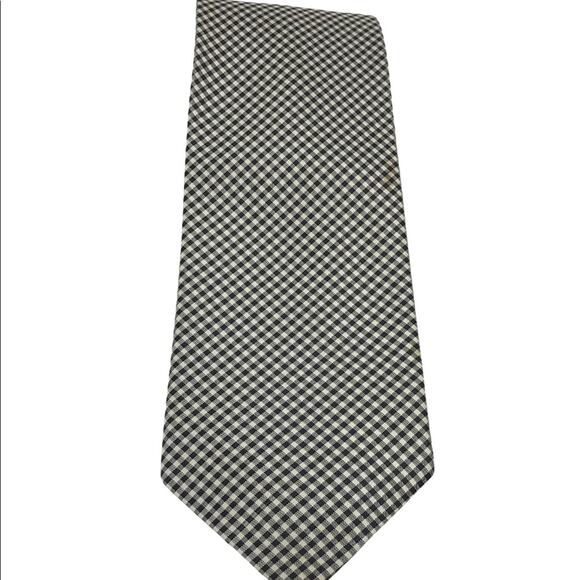 Aquascutum of London Imported Silk Black and Ivory Micro-Check Vintage Tie - Picture 1 of 8